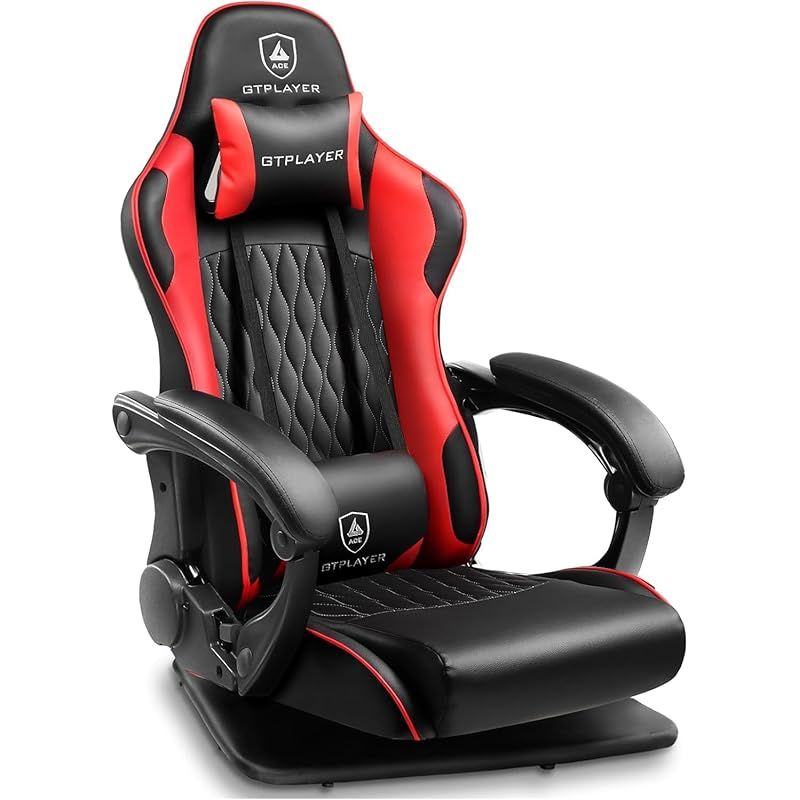 在庫 GTPlayer ゲーミング座椅子 ゲーミングチェア 165°リクライニング ゲームチェア ハイバック 360度回転 ランバーサポート 腰痛対策 連動肘掛け付き ハンコンスタンド座椅子の自作 GTP 900 ZY RED