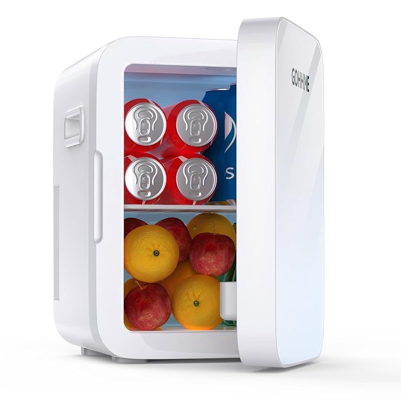 在庫 GOHHME ミニ冷蔵庫 10 L 0 65℃ 小型 冷温庫 ポータブル 保冷保温庫 化粧品 屋内 車載両用 静音 省エネ AC DC給電 一人暮らし 家庭用 持ち運び便利 車中泊 キャンプ アウトドア 職場 便利な携帯式 日本語説明書