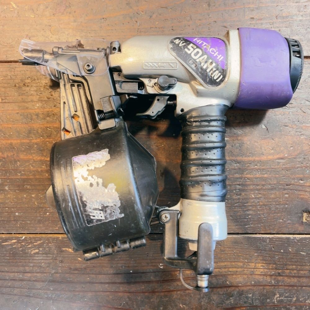7日保証 整備済 消耗部品多数交換 日立 HIKOKI 常圧50 mm 釘打ち機 NV 50 AH N 内装 下地向け ケース付き 動作良好!