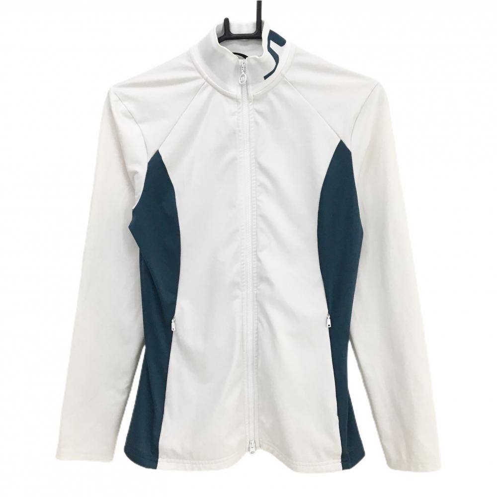 ジェイリンドバーグ ジャケット 白×ネイビー サイド切替 ネックロゴ