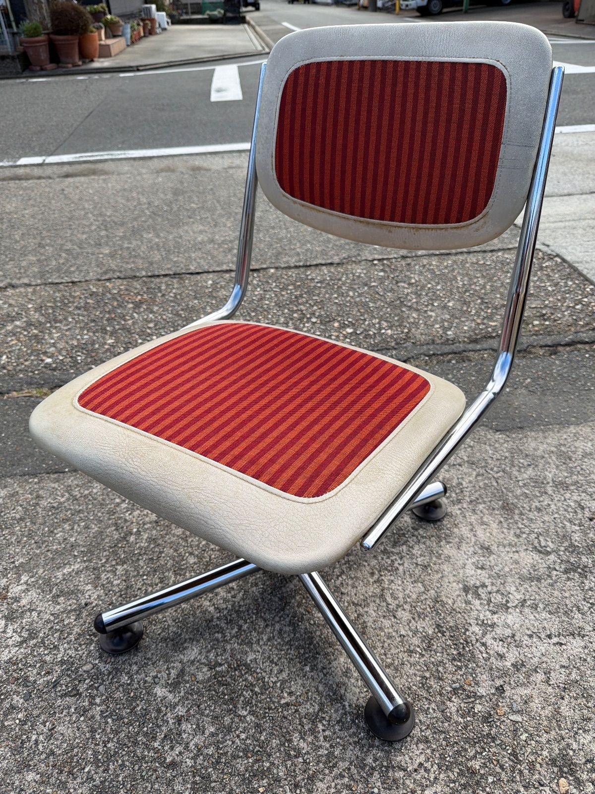 ヴィンテージ デスクチェア 北欧 ビンテージ 昭和レトロ ストライプ