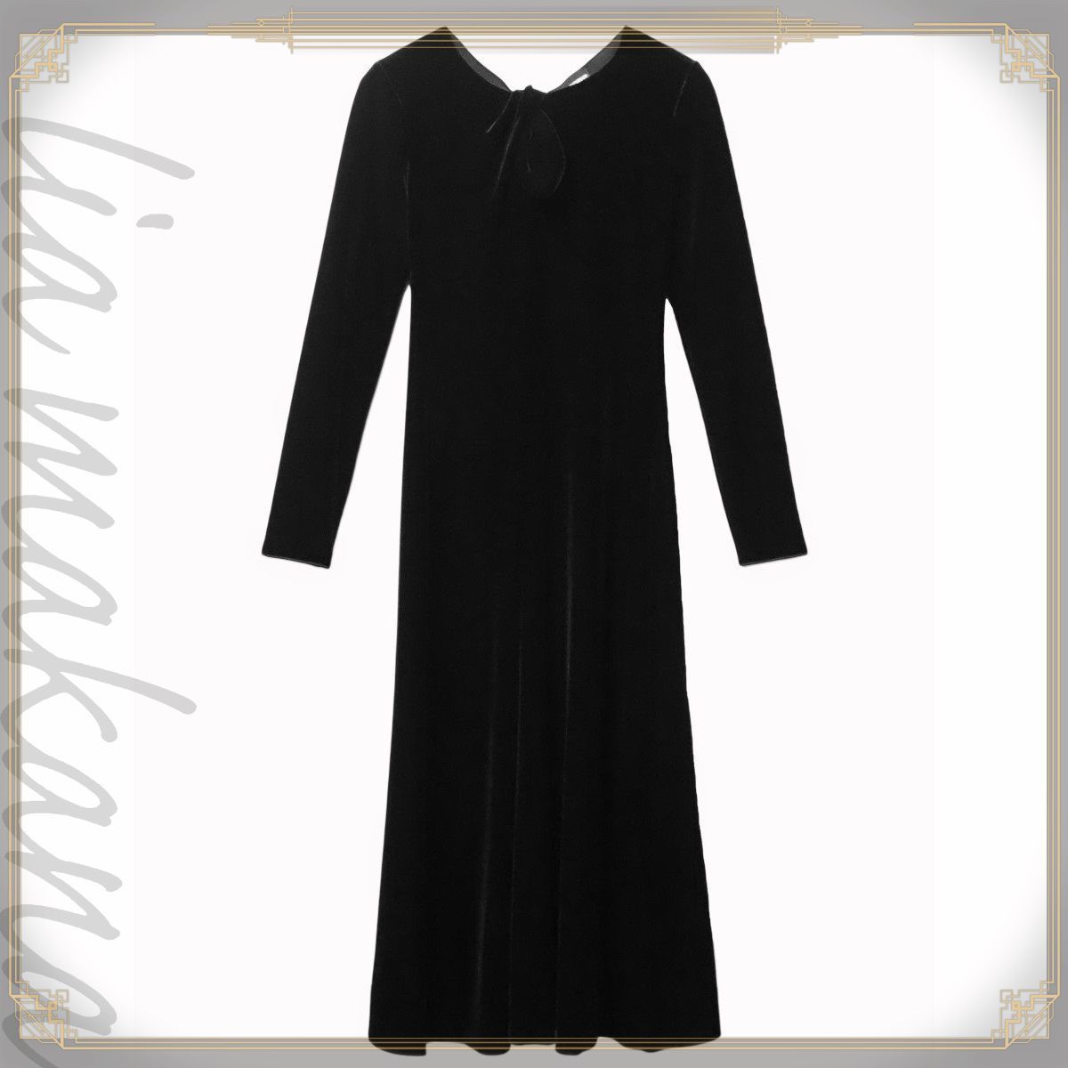 【新品】EMPORIO ARMANI ベロア長袖ワンピース　ドレス 46 中古】EMPORIO ARMANI エンポリオ アルマーニ ロングスリーブ ドレス