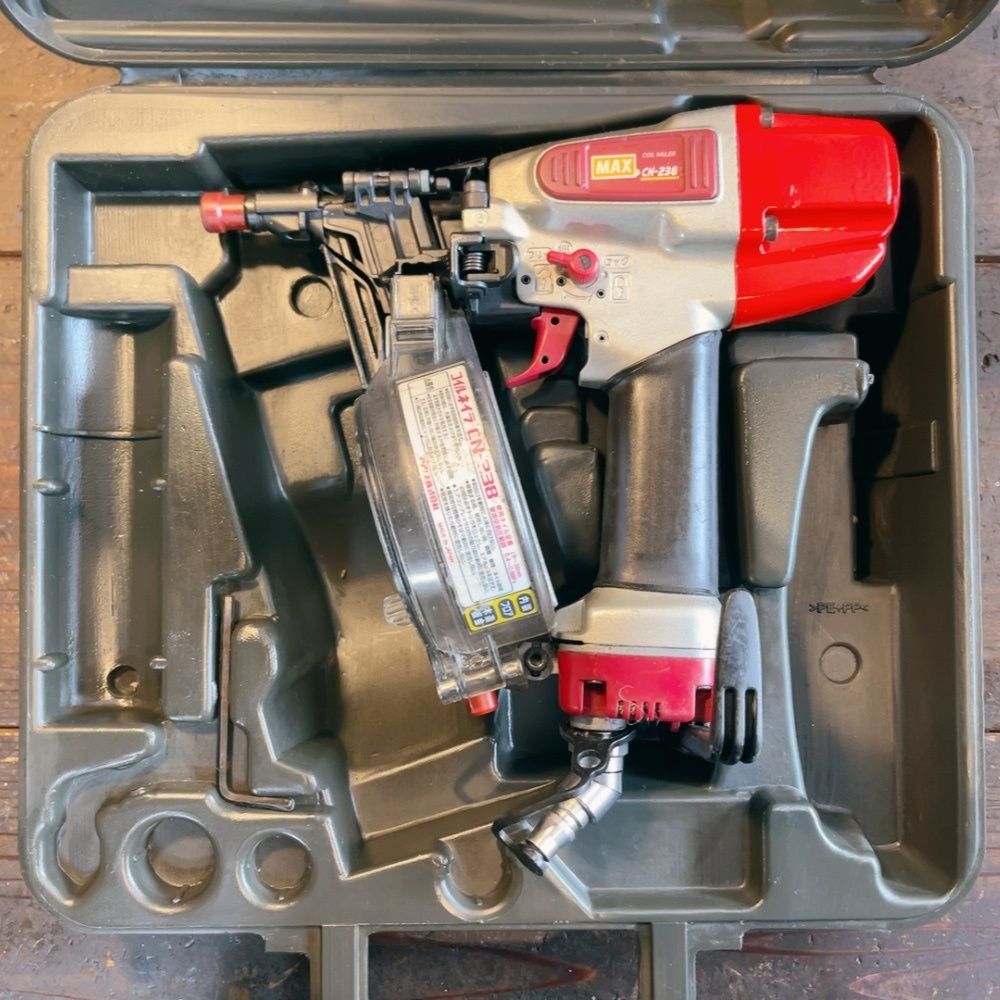 7日保証 消耗部品多数交換済 MAX マックス CN 238 常圧 38 mm 内装用釘打ち機 ケース付き 動作良好