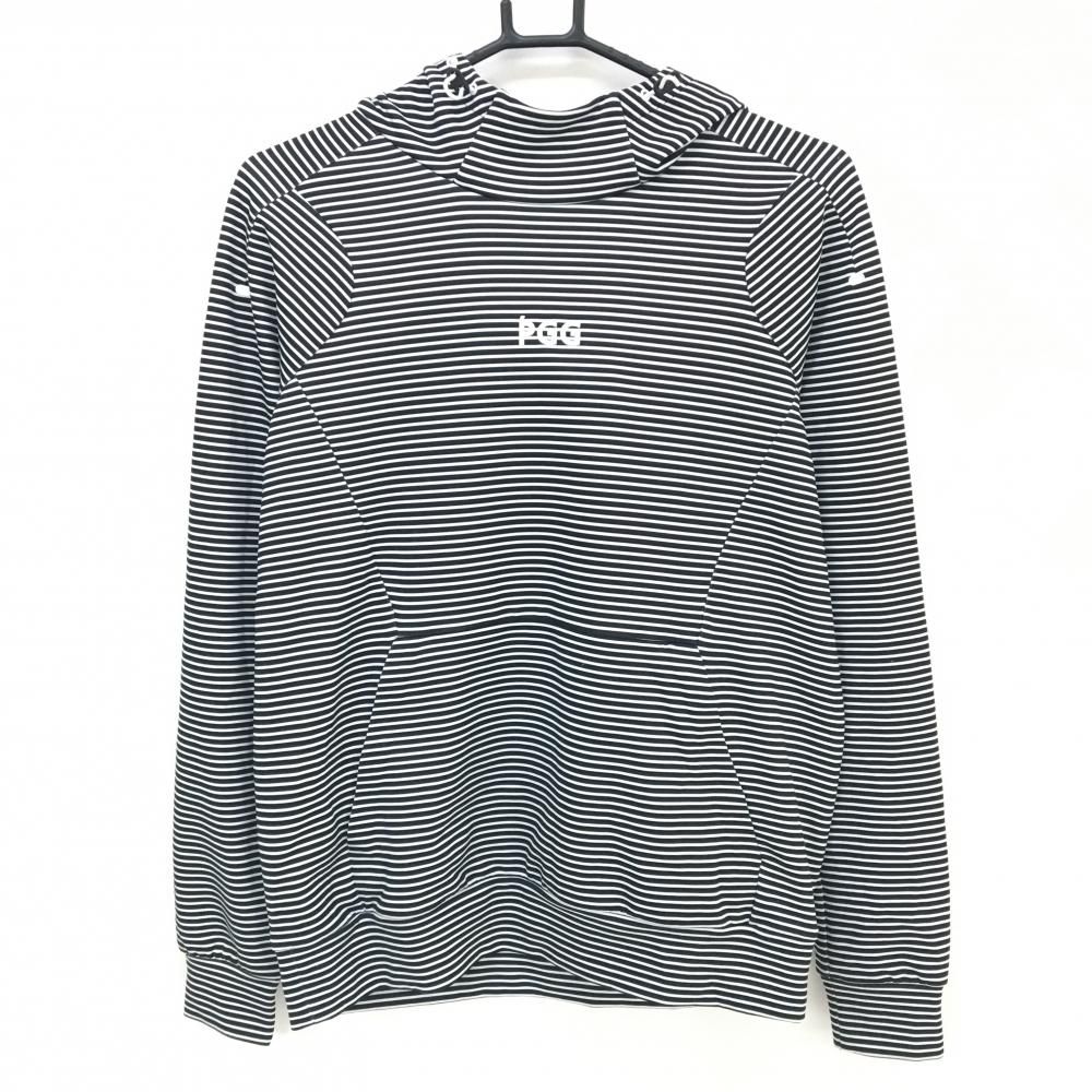 美品】PGGパーリーゲイツ パーカー 白×黒 ボーダー フロントロゴ