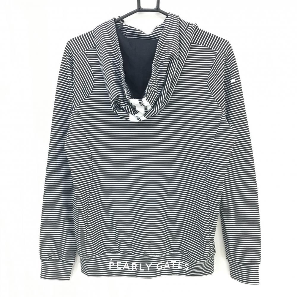 美品】PGGパーリーゲイツ パーカー 白×黒 ボーダー フロントロゴ