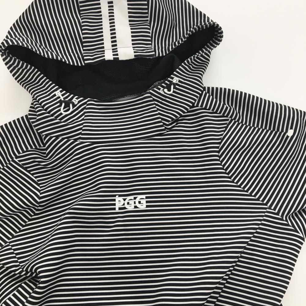 美品】PGGパーリーゲイツ パーカー 白×黒 ボーダー フロントロゴ
