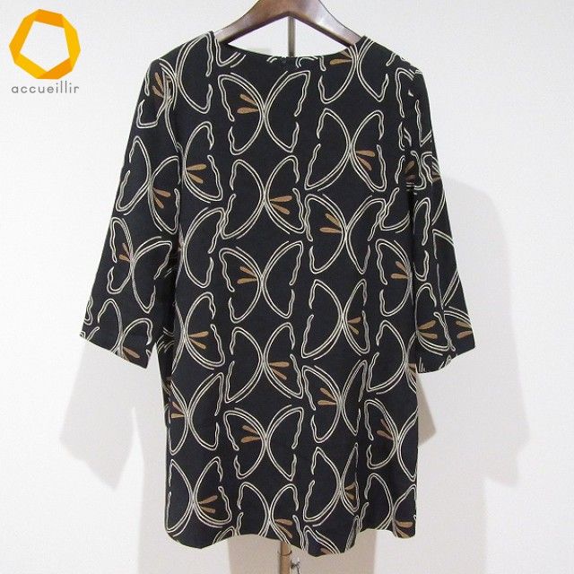 anc シセンドウ ヒトシタムラ 詩仙堂 BY HITOSHI チュニック 黒 白 茶