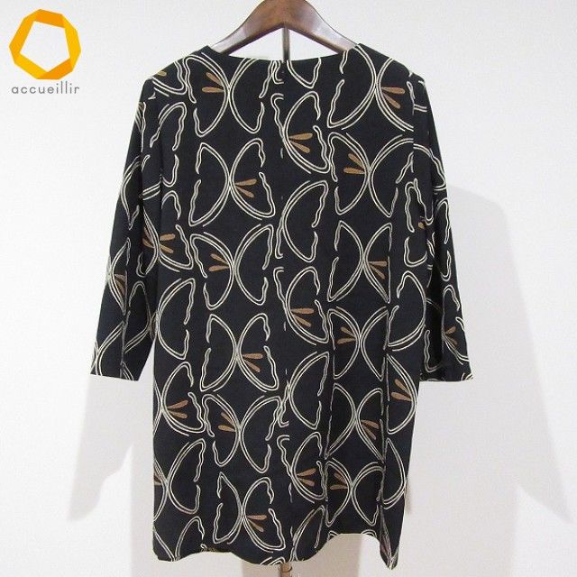 anc シセンドウ ヒトシタムラ 詩仙堂 BY HITOSHI チュニック 黒 白 茶