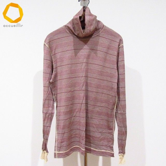 anc ポール スミス Paul Smith カットソー L えんじ べージュ ボーダー ハイネック メンズ 975444