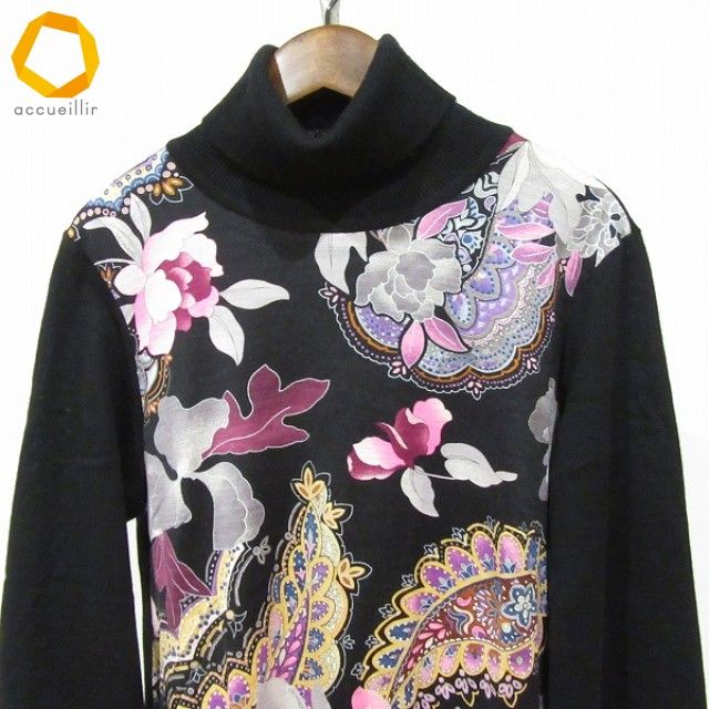 wnc レオナール LEONARD セーター・ニット L 黒 マルチカラー