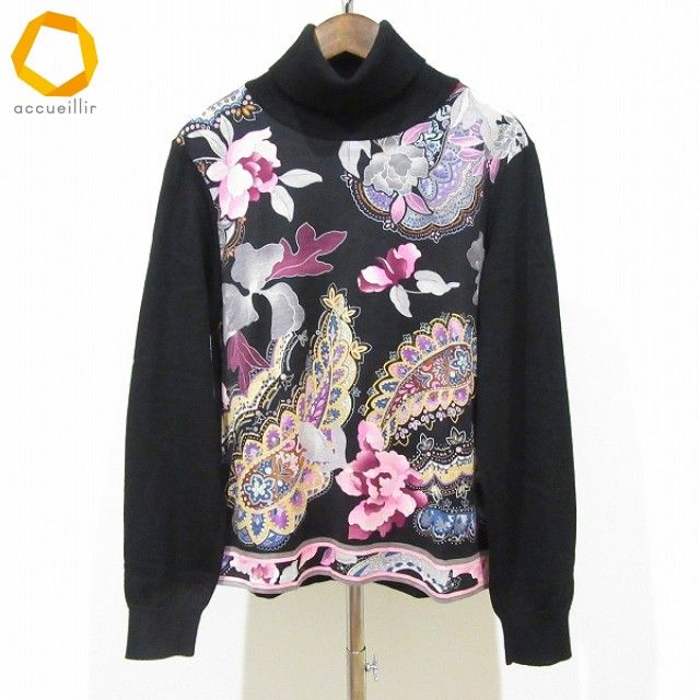 wnc レオナール LEONARD セーター・ニット L 黒 マルチカラー