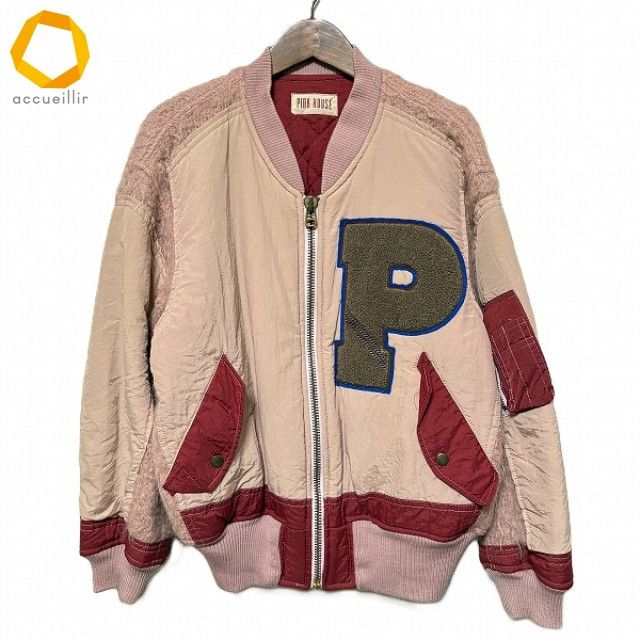 wnc ピンクハウス PINKHOUSE ブルゾン ピンク 赤 Pロゴ ジップ 異素材
