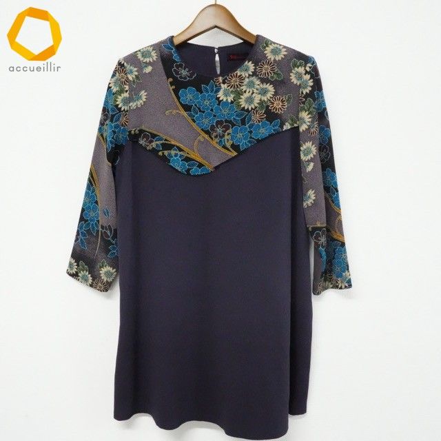 anc シセンドウ 詩仙堂 チュニック 紫系 花柄 ちりめん レディース 968934