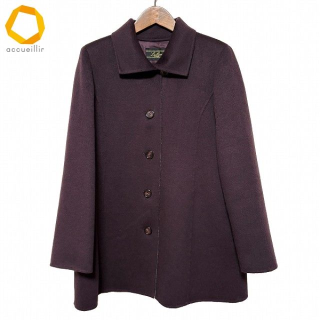 #wnc レリアン Leilian コート 9 紫 カシミヤ チェック 美品 レディース [976006]