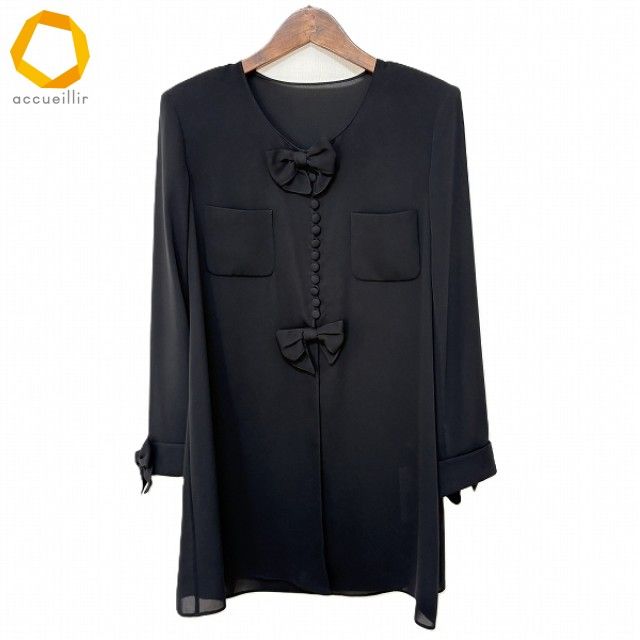 anc インゲボルグ INGEBORG シャツ ブラウス 黒 チュニック リボン