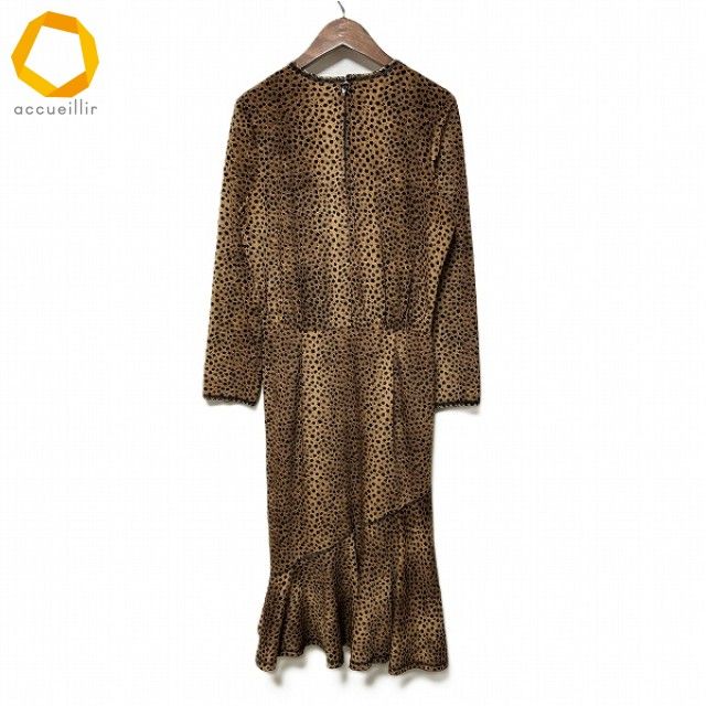 wnc イタリヤ 伊太利屋 ワンピース 9A2 茶 黒 レオパード ベロア調