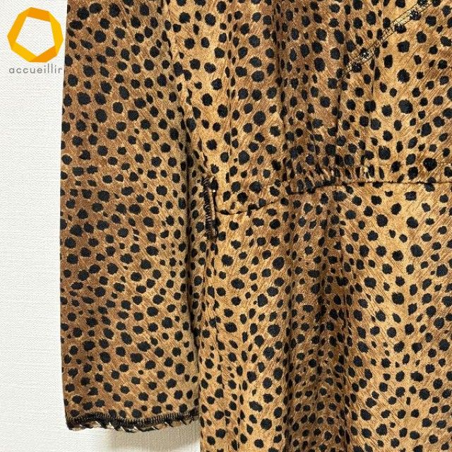 wnc イタリヤ 伊太利屋 ワンピース 9A2 茶 黒 レオパード ベロア調