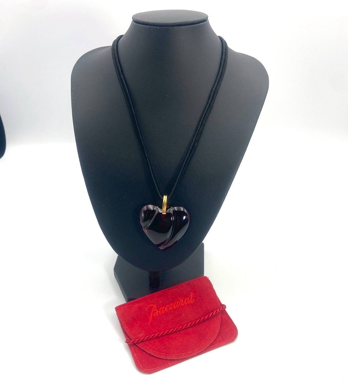 バカラ クリスタルハート ネックレス レッド 赤 クリスタル ペンダント