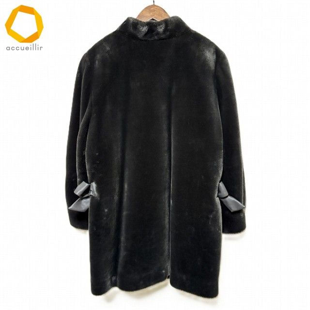 wnc レリアン Leilian コート 13+ グレー フェイクファー リボン 異