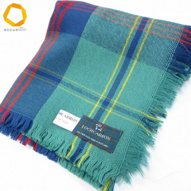 LOCHCARRON スコットランド製 ストール　グリーン we ロキャロン LOCHCARRON ストール 緑 青 赤 黄色 チェック ウール