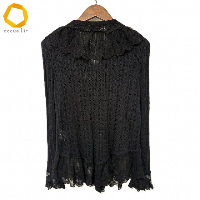 anc アトリエマリコ アトリエまりこ カーディガン 黒 レース フラワー