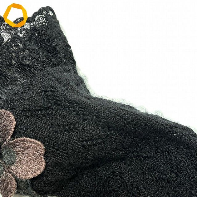 anc アトリエマリコ アトリエまりこ カーディガン 黒 レース フラワー