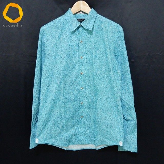 anc ポールスミス PaulSmith 長袖シャツ L 水色系 ボタニカル柄 メンズ 974654
