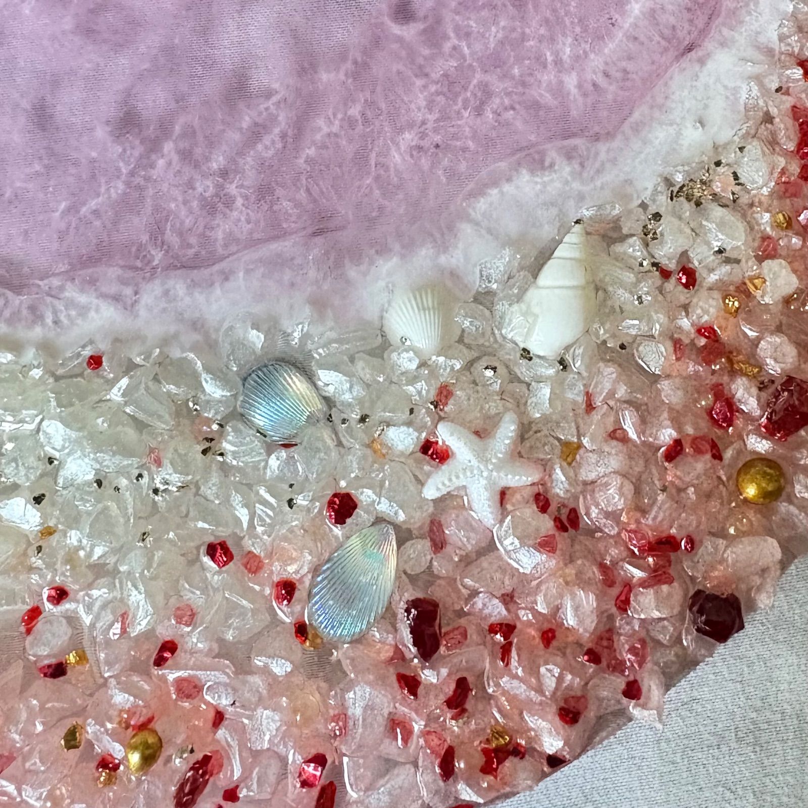 海アートレジンアート オーシャンアート 30cm 月 ピンク クリスタル