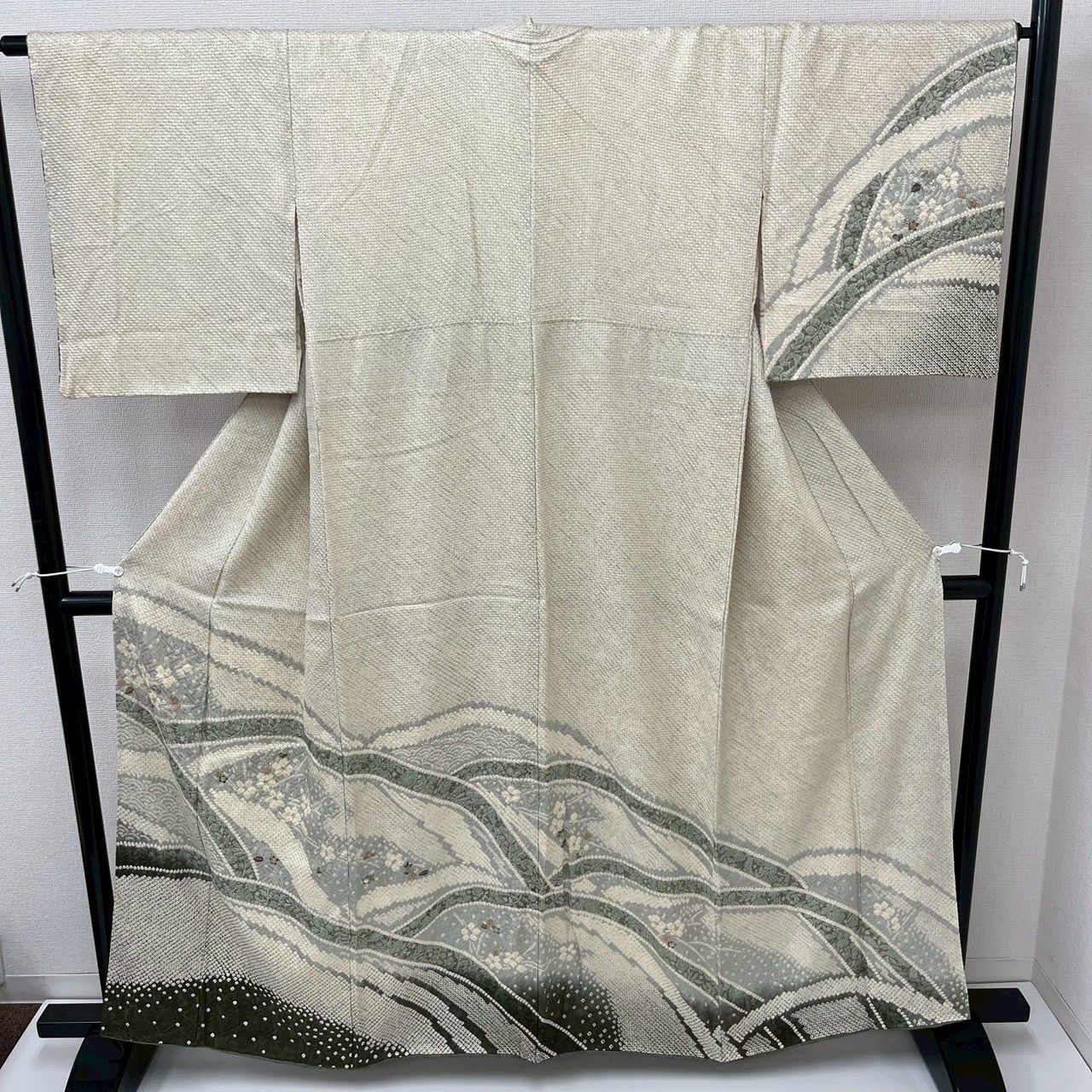  付下げ 総絞り 刺繍 裄67 素敵な絞り染め 訪問着 正絹 着物 MK 1888 訪問着 付け下げ 着物