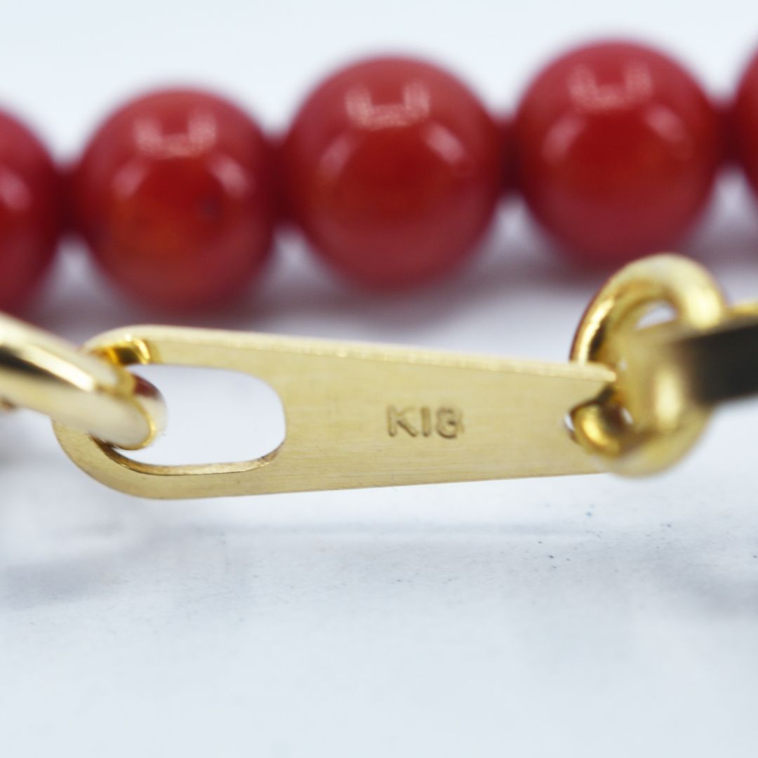 K18 血赤珊瑚（サンゴ） 4連ネックレス - メルカリ