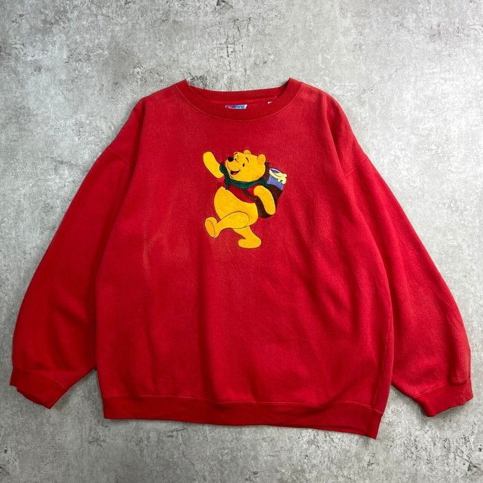 90年代 Pooh ディズニー くまのプーさん キャラクター刺繍 スウェット