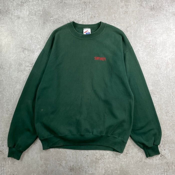 90年代 USA製 SANKEN 企業ロゴ刺繍 鹿の子 スウェットシャツ メンズL