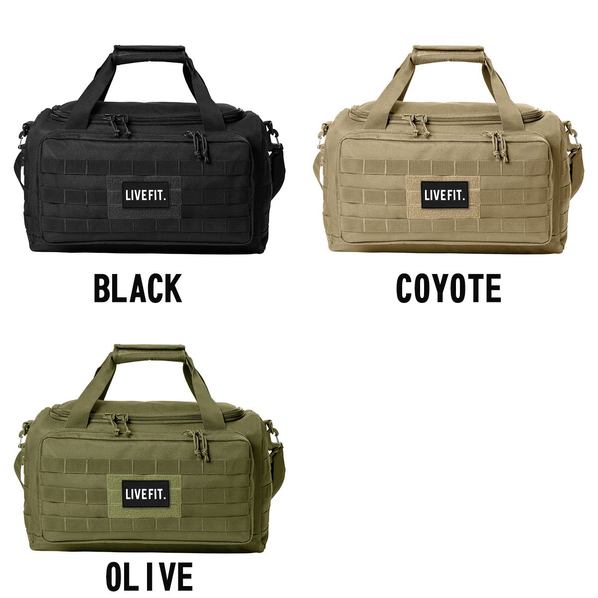 リブフィット LIVE FIT LVFT. BUG OUT DUFFLE 鞄 ブラック オリーブ