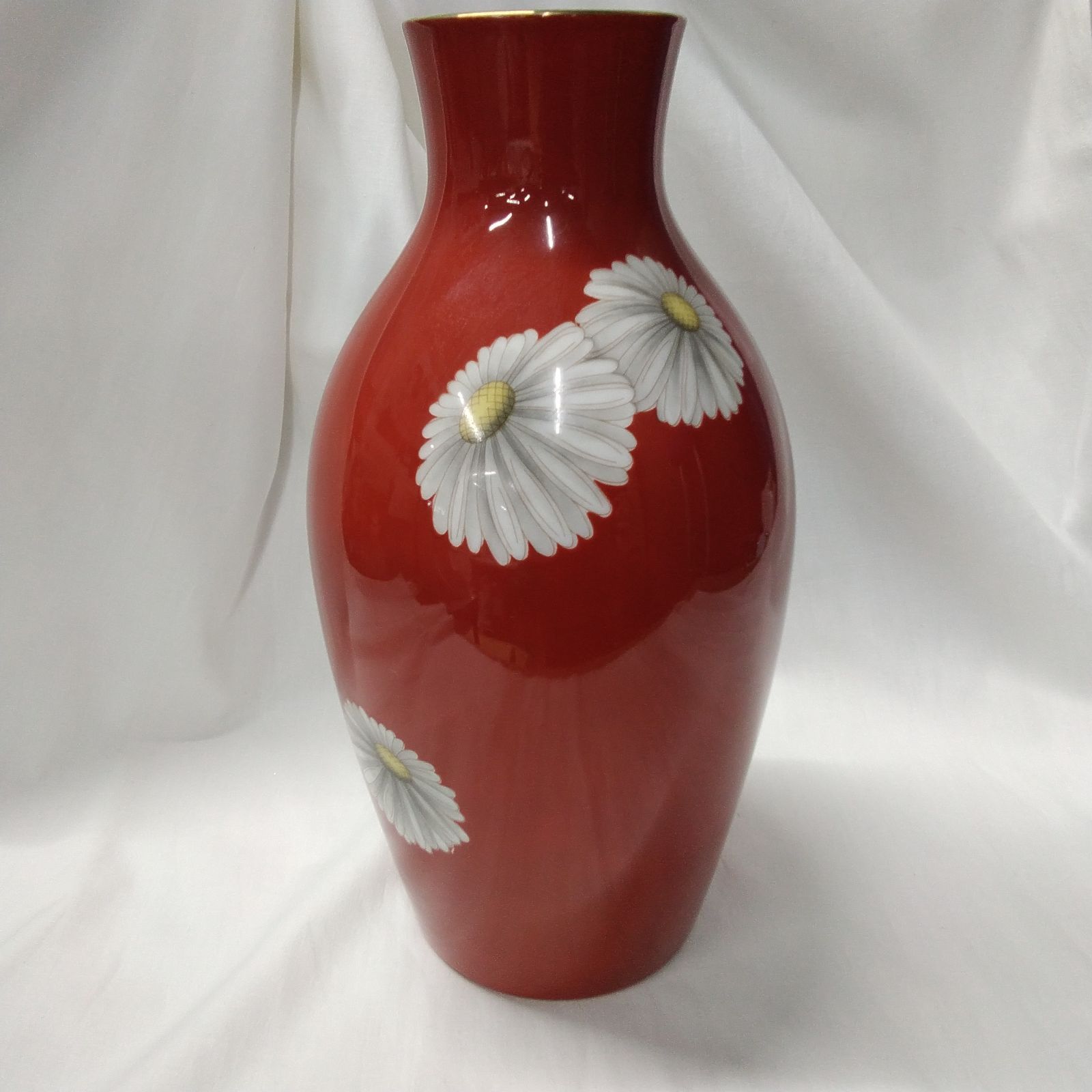 ノリタケ 朱地白菊紋 花瓶 高さ29.5cm NIPPON TOKI KAISHA JAPAN