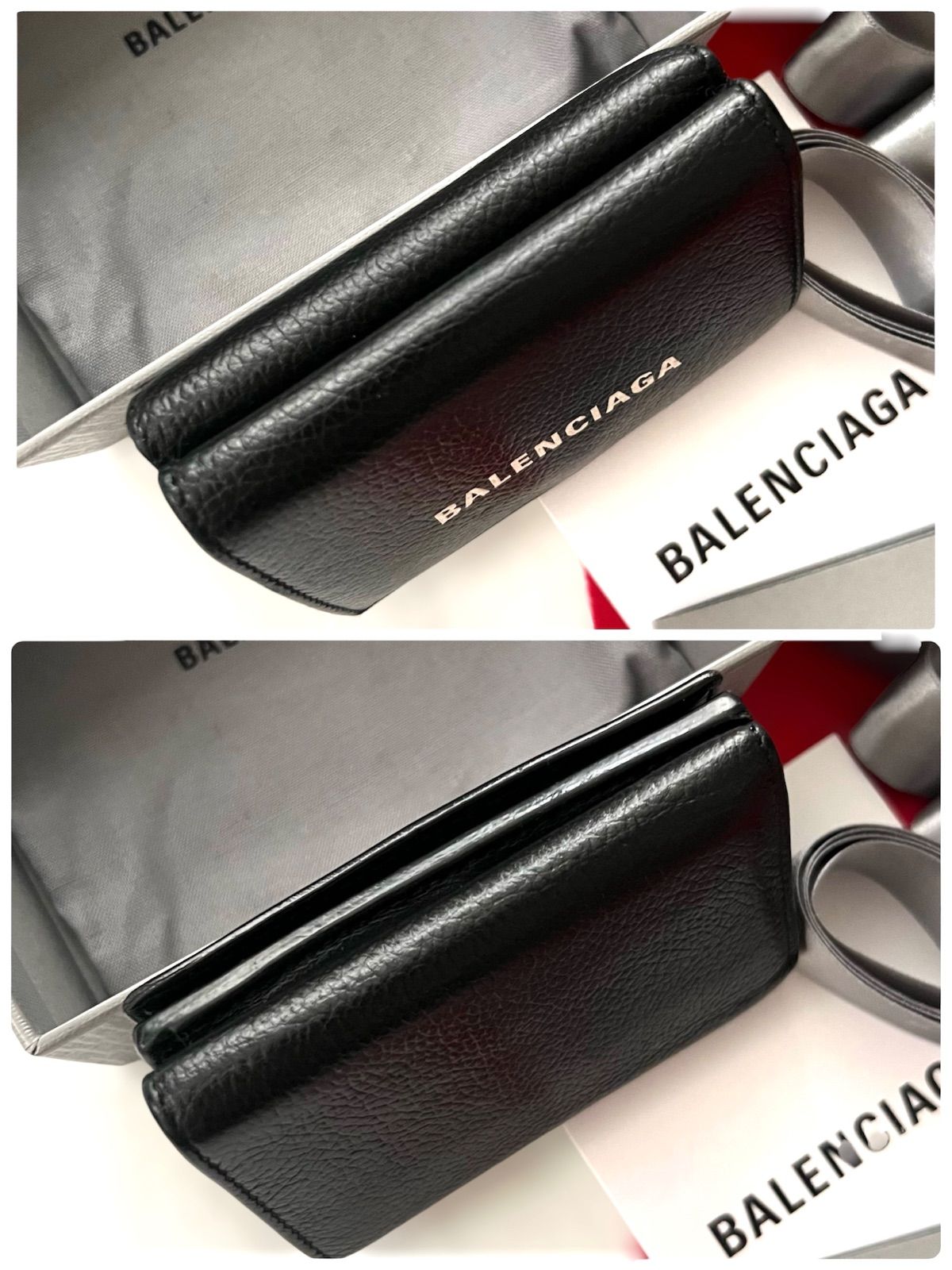 美品✨ BALENCIAGAバレンシアガ財布三つ折594312カーフレザーロゴ黒 美品✨BALENCIAGAバレンシアガ財布 三つ折り 594312 カーフレザーロゴ