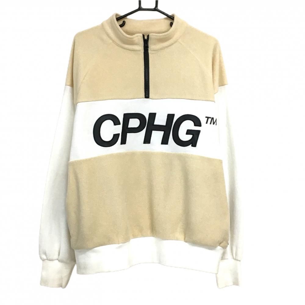 キャプテンズヘルム ブルゾン ベージュ×白 フリース ハーフジップ メンズ LARGE ゴルフウェア CAPTAINS HELM