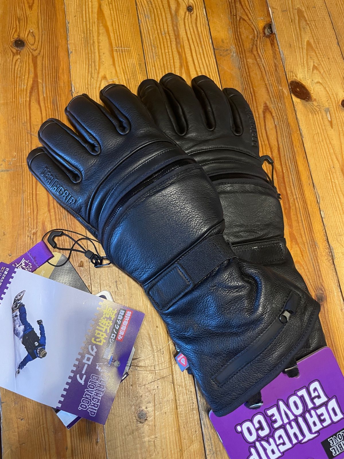 DEATH GRIP Zombie Glove Long Cut Black デスグリップ グローブ ファスナー Lサイズ オーバー 5本指 レザー ブラック 黒