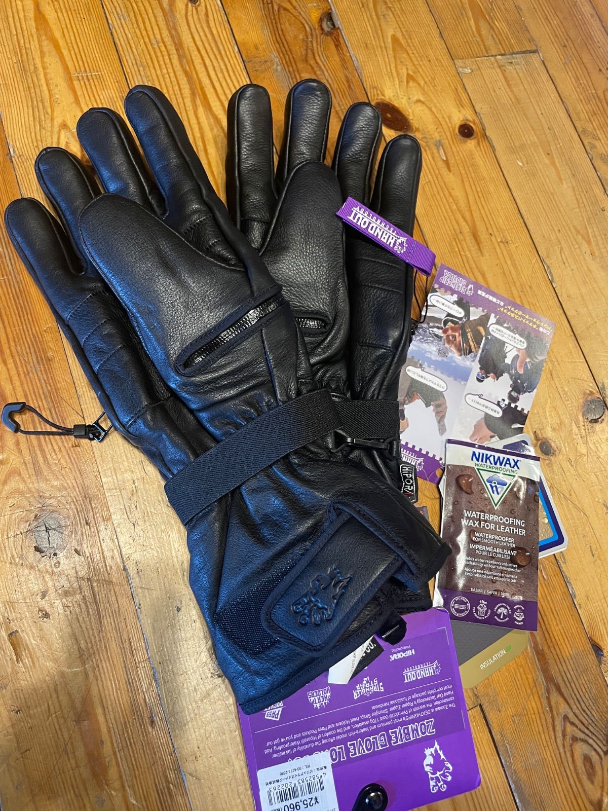 DEATH GRIP Zombie Glove Long Cut - Black デスグリップ グローブ ファスナー Lサイズ オーバー 5本指 レザー ブラック 黒