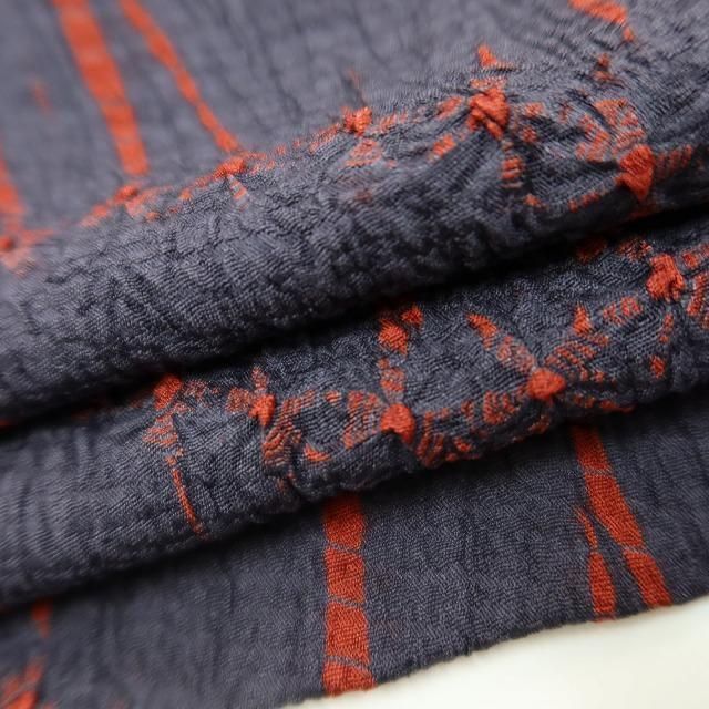 ✾まめ藤✾ 正絹 着物 絞り 風のように翔ける木目にお花のアクセント 道中着 U-68