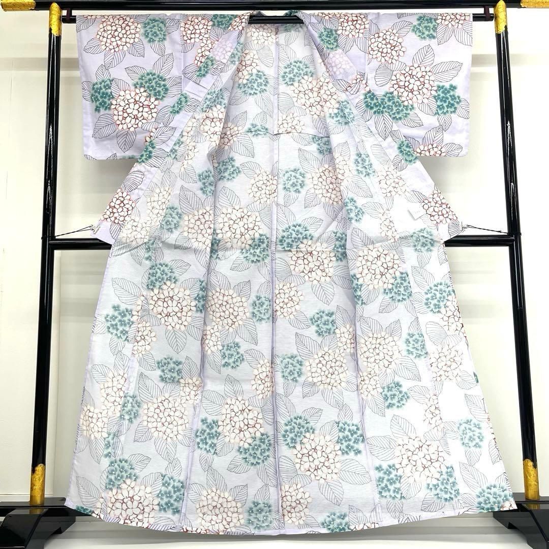 着物と帯 時流】Y25838st◇浴衣◇綿絽 未使用 綿100% 紫陽花 薄紫