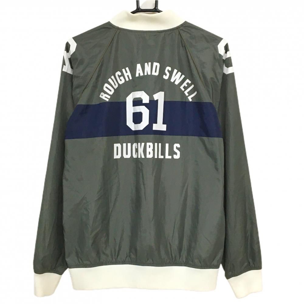 美品】ラフアンドスウェル ブルゾン グレーカーキ×白 蓄熱裏地