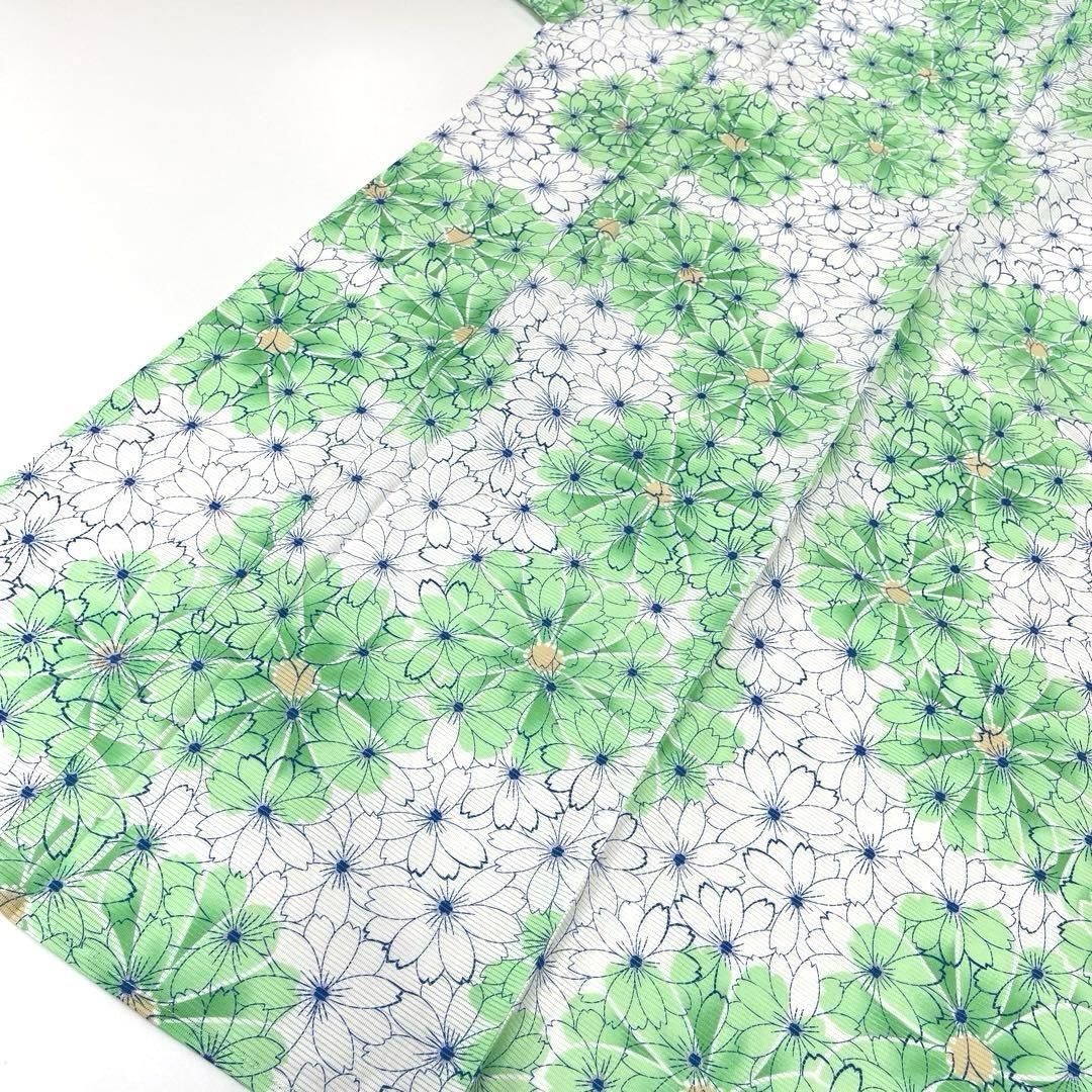 着物と帯 時流】Y25834s◇浴衣◇綿絽 未使用品 綿100% 八重桜 白色