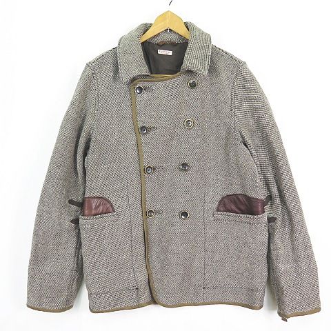 キャピタル kapital ウール リネン ツイード ピージャケット Pジャケット 2 ブラック/カーキ/アイボリー 2sa6866