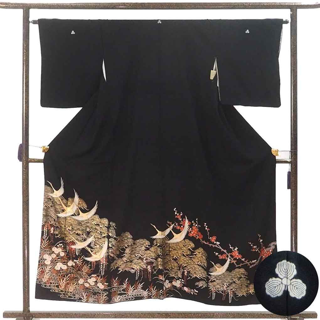 黒留袖 身丈155cm 裄64cm 前幅25cm 後幅30cm 袖丈48cm 袖幅32cm