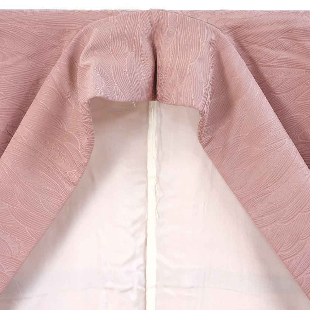  色無地 身丈158 cm 裄64 前幅24 後幅30 袖丈48 袖幅32 レディース 袷 波頭 裄Mサイズ 秋冬春用 正絹 シルク ピンク リメイク リユース リサイクル 呉服のきくや 色無地 着物