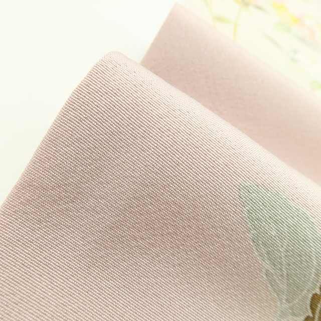 ✾まめ藤✾正絹 着物 薄柿色の春へピュン ご機嫌な桜や桔梗 訪問着 U-99