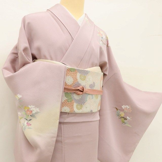 ✾まめ藤✾正絹 着物“薄柿色の春へピュン!ご機嫌な桜や桔梗 ✾まめ藤✾正絹 着物“薄柿色の春へピュン!ご機嫌な桜や桔梗