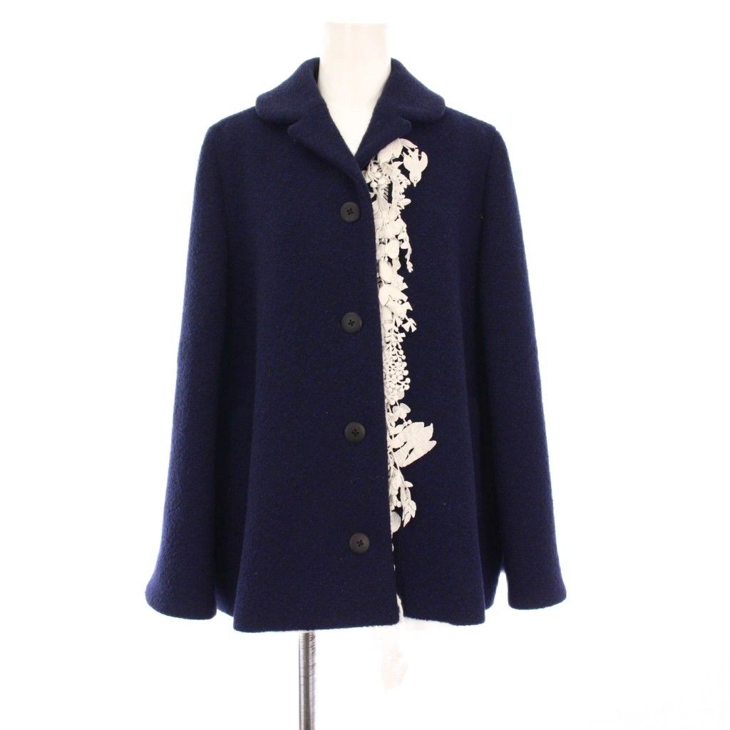 ミナペルホネン mina perhonen forest parade テーラード ショートコート チェスターコート アウター 38 紺 ya 6666 KH