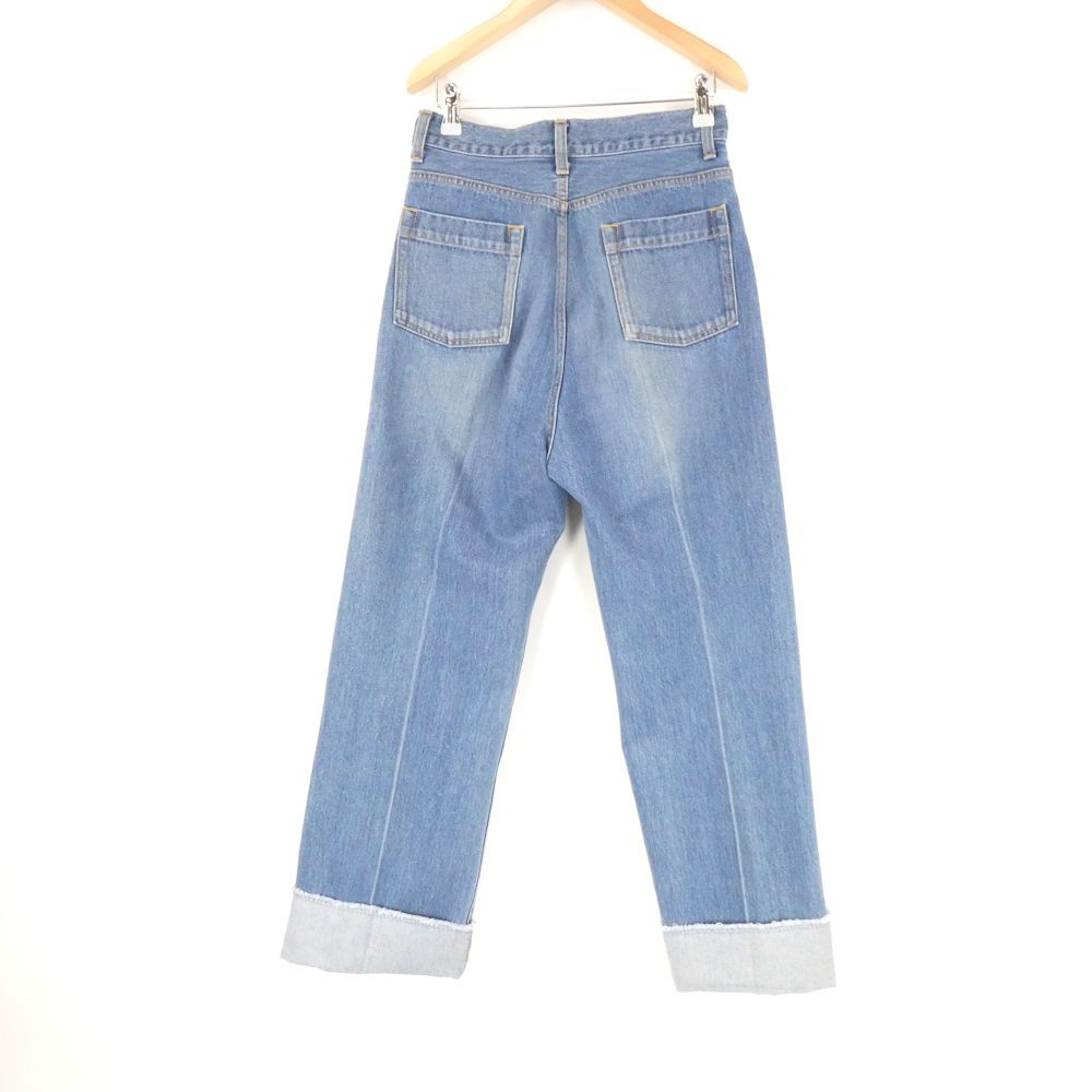 ETRE TOKYO エトレトウキョウ 0 ウエストコードセンタークリース デニムパンツ S コットン ストレートジーンズ 裾カットオフ ボトムス レディース