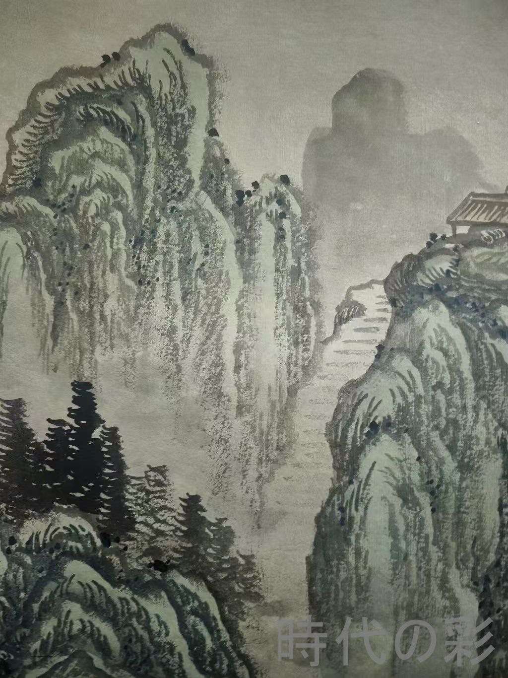 中国古美術.旧蔵.清時代『楊萬里山水画』四尺純手描き.宣紙畫.水墨画